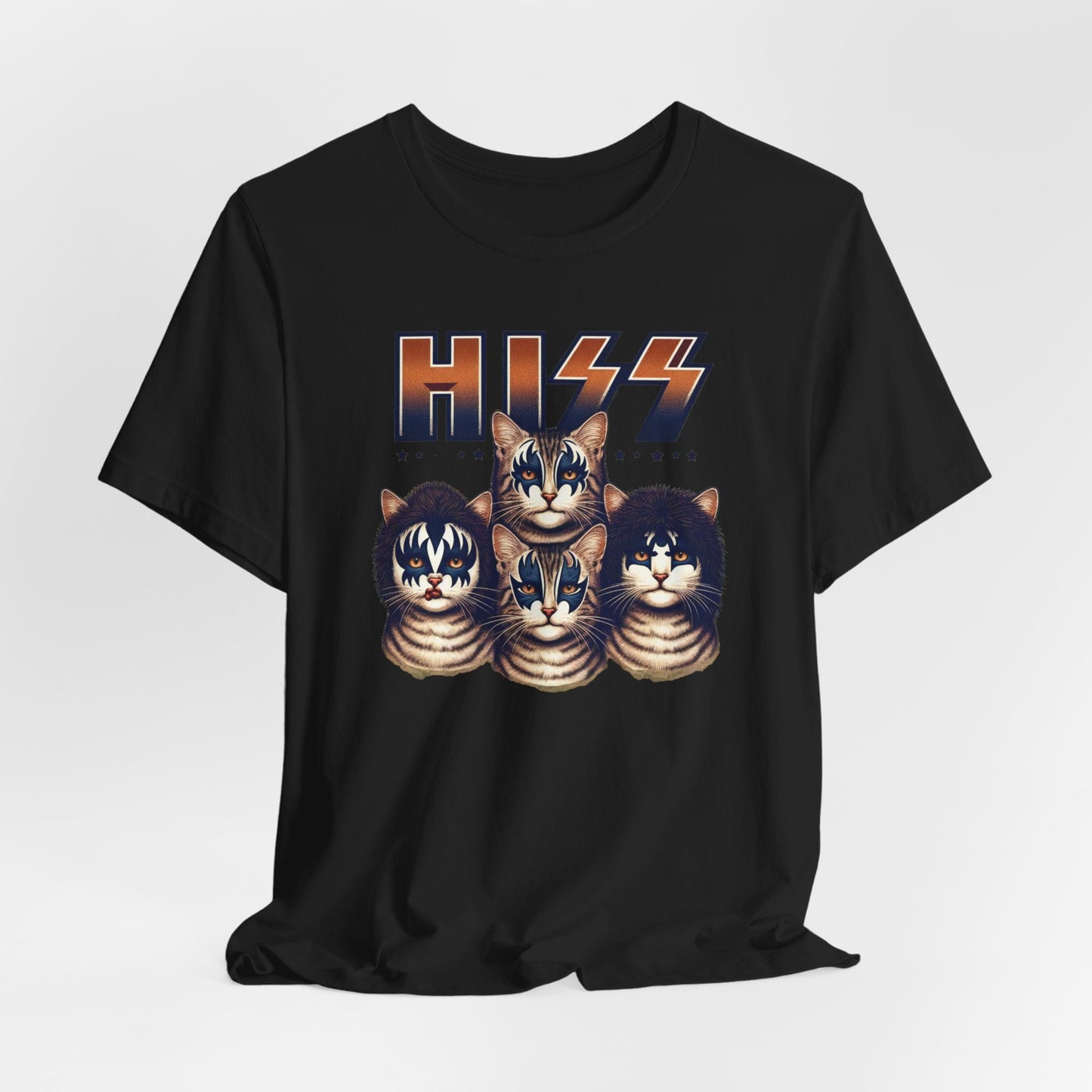 Hiss Cats T-Shirt, Kittens Rock Shirt, Kiss Funny Parody T-Shirt, Humour Cat Shirt, Cat Lovers Fun Gift T Shirt, Rockstar Cat Tee