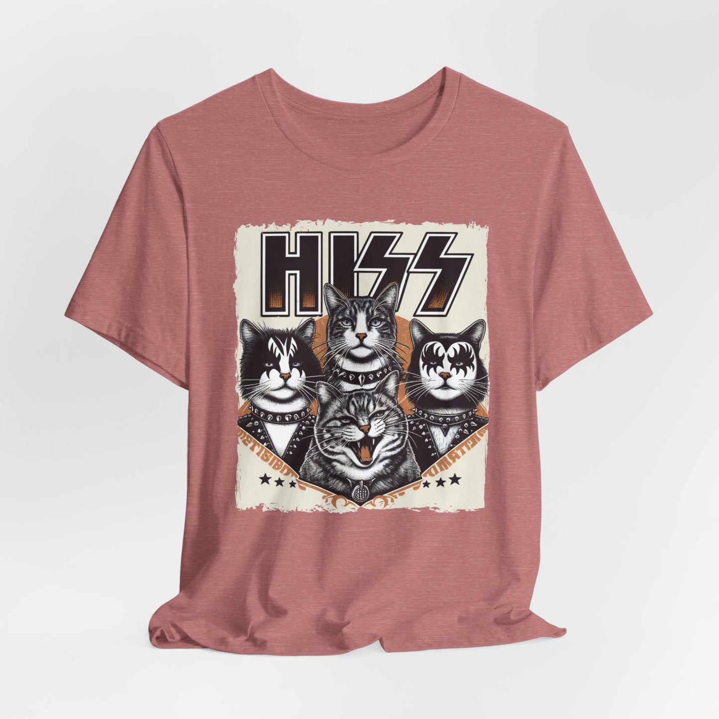 T-shirt Hiss Cats, T-shirt Rocker Kittens, T-shirt parodique de baiser drôle, T-shirt de chat humoristique, T-shirt cadeau amusant pour les amoureux des chats, T-shirt de chat Rockstar