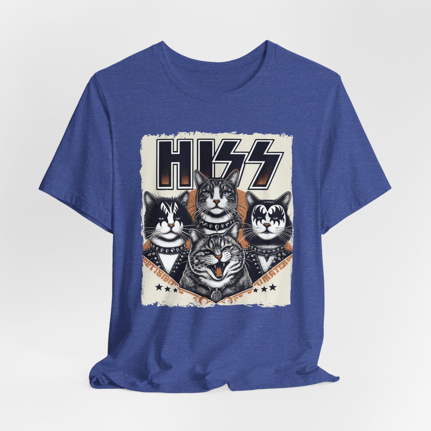 T-shirt Hiss Cats, T-shirt Rocker Kittens, T-shirt parodique de baiser drôle, T-shirt de chat humoristique, T-shirt cadeau amusant pour les amoureux des chats, T-shirt de chat Rockstar