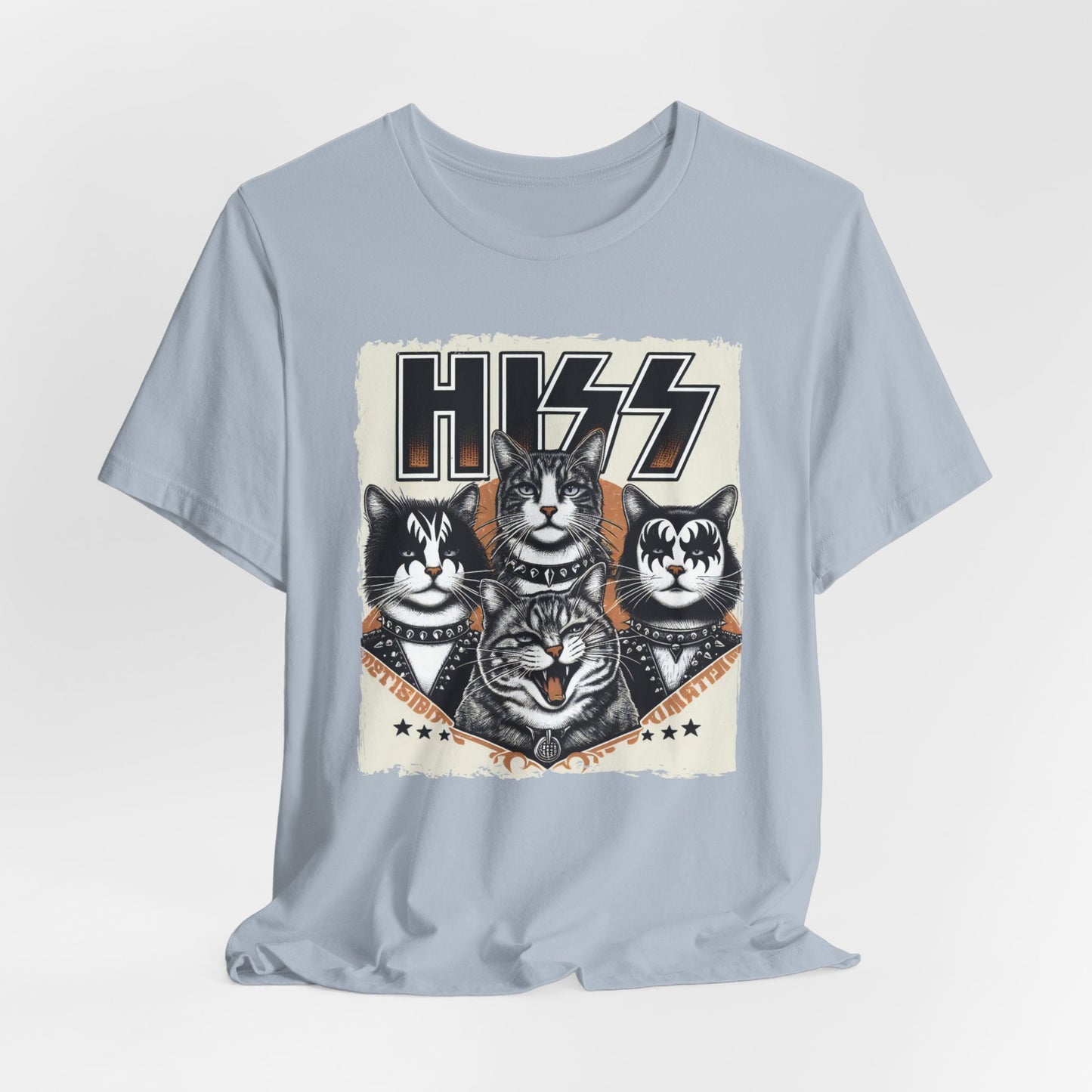 T-shirt Hiss Cats, T-shirt Rocker Kittens, T-shirt parodique de baiser drôle, T-shirt de chat humoristique, T-shirt cadeau amusant pour les amoureux des chats, T-shirt de chat Rockstar