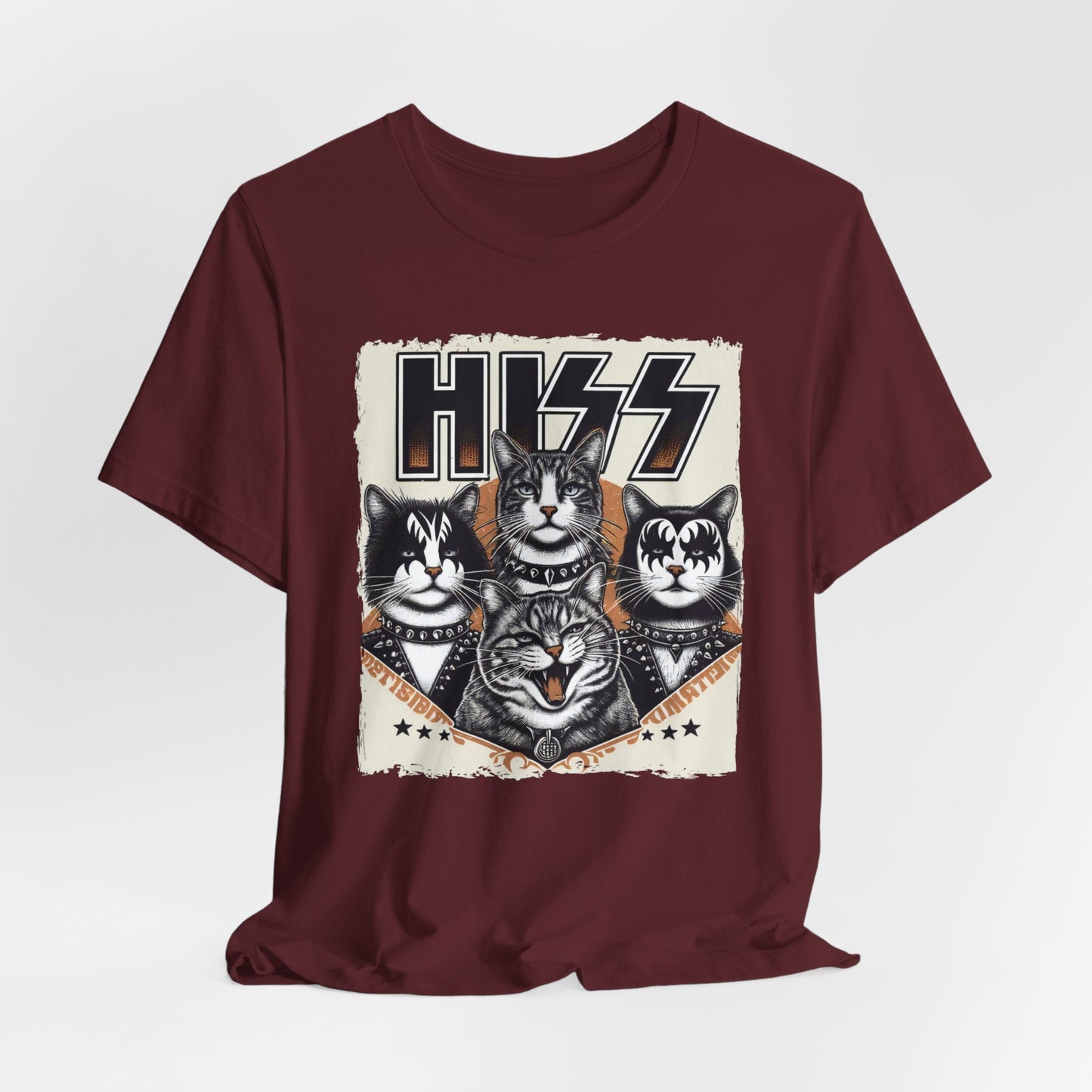 T-shirt Hiss Cats, T-shirt Rocker Kittens, T-shirt parodique de baiser drôle, T-shirt de chat humoristique, T-shirt cadeau amusant pour les amoureux des chats, T-shirt de chat Rockstar