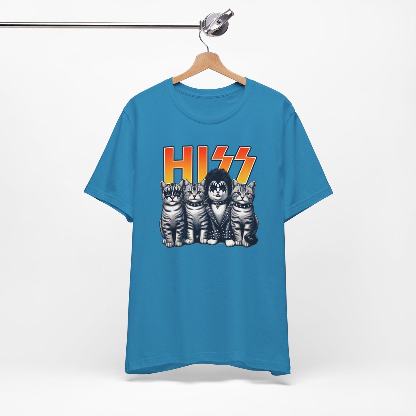 Cute Rocker Cats Hiss T-Shirt, Rocker Kittens Shirt, Funny Kiss Parody T-Shirt, Rockstars Cat Tee Shirt, Cat Lovers Fun Gift T Shirt