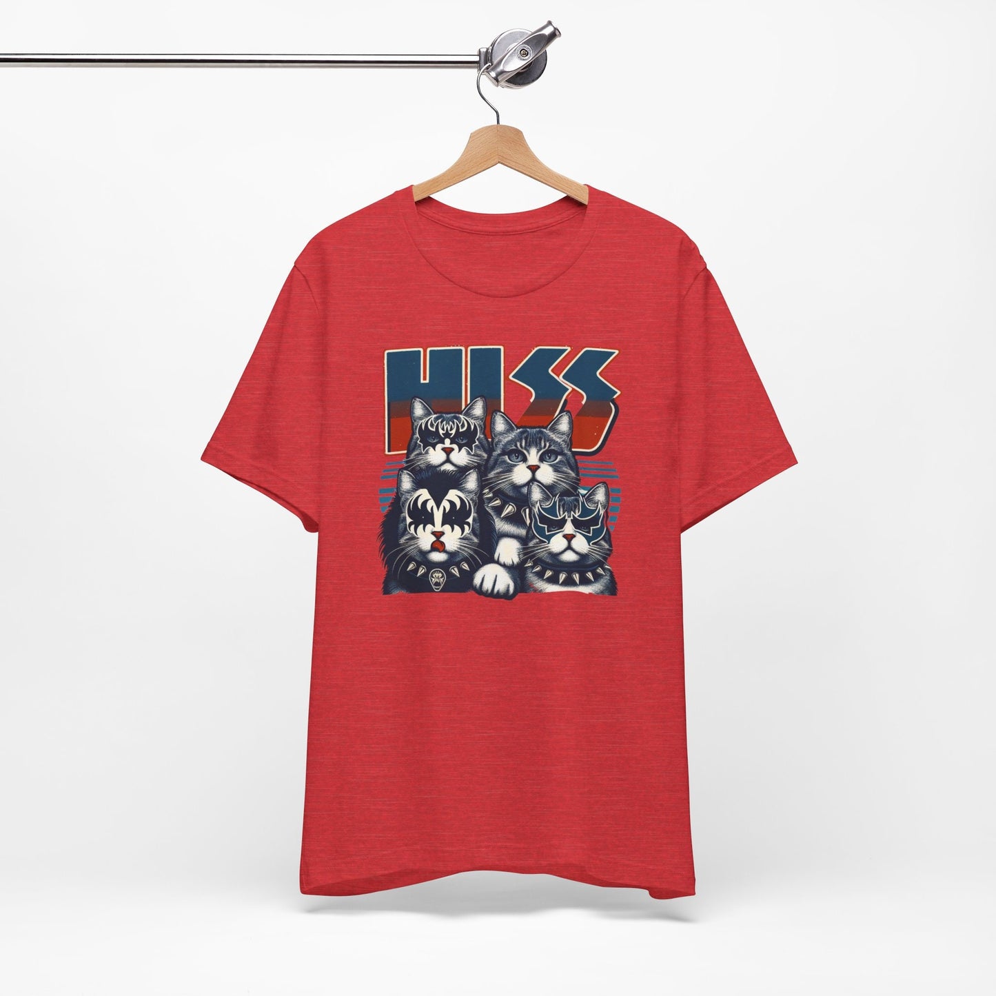 Rocker Cats Hiss T-Shirt, Cute Rocker Kittens Shirt, Rockstars Funny Kiss Parody T-Shirt, Humour Cat Tee Shirt, Cat Lovers Gift T Shirt