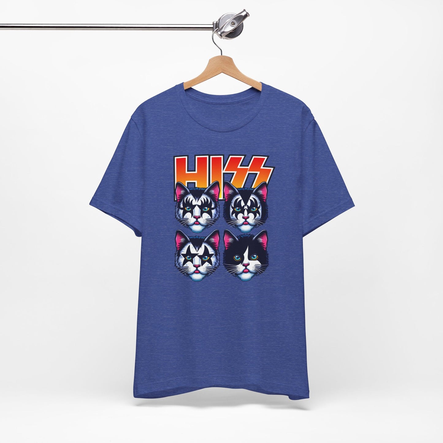 T-shirt Rocker Cats Hiss, T-shirt Rockstar Kittens, T-shirt parodique de baiser drôle, T-shirt de chat de style pop art, T-shirt cadeau amusant pour les amoureux des chats