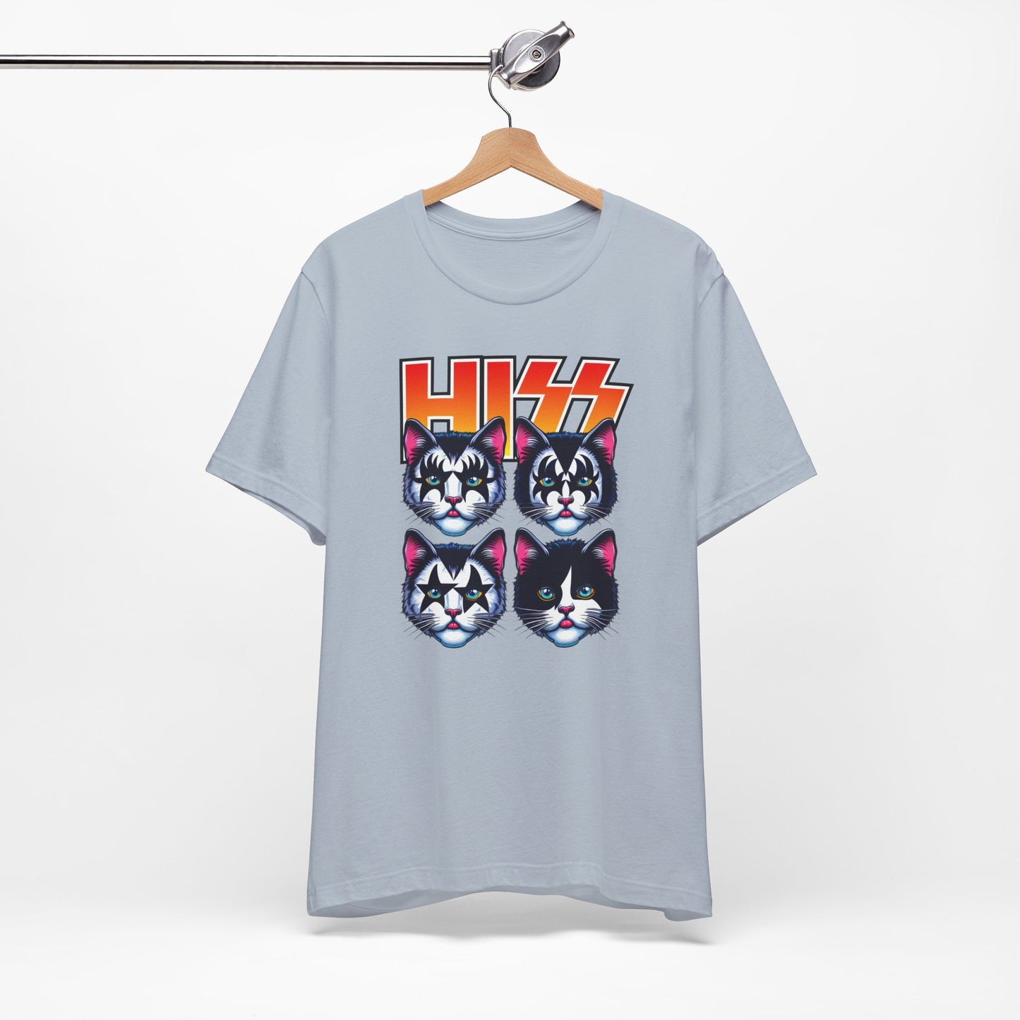 T-shirt Rocker Cats Hiss, T-shirt Rockstar Kittens, T-shirt parodique de baiser drôle, T-shirt de chat de style pop art, T-shirt cadeau amusant pour les amoureux des chats