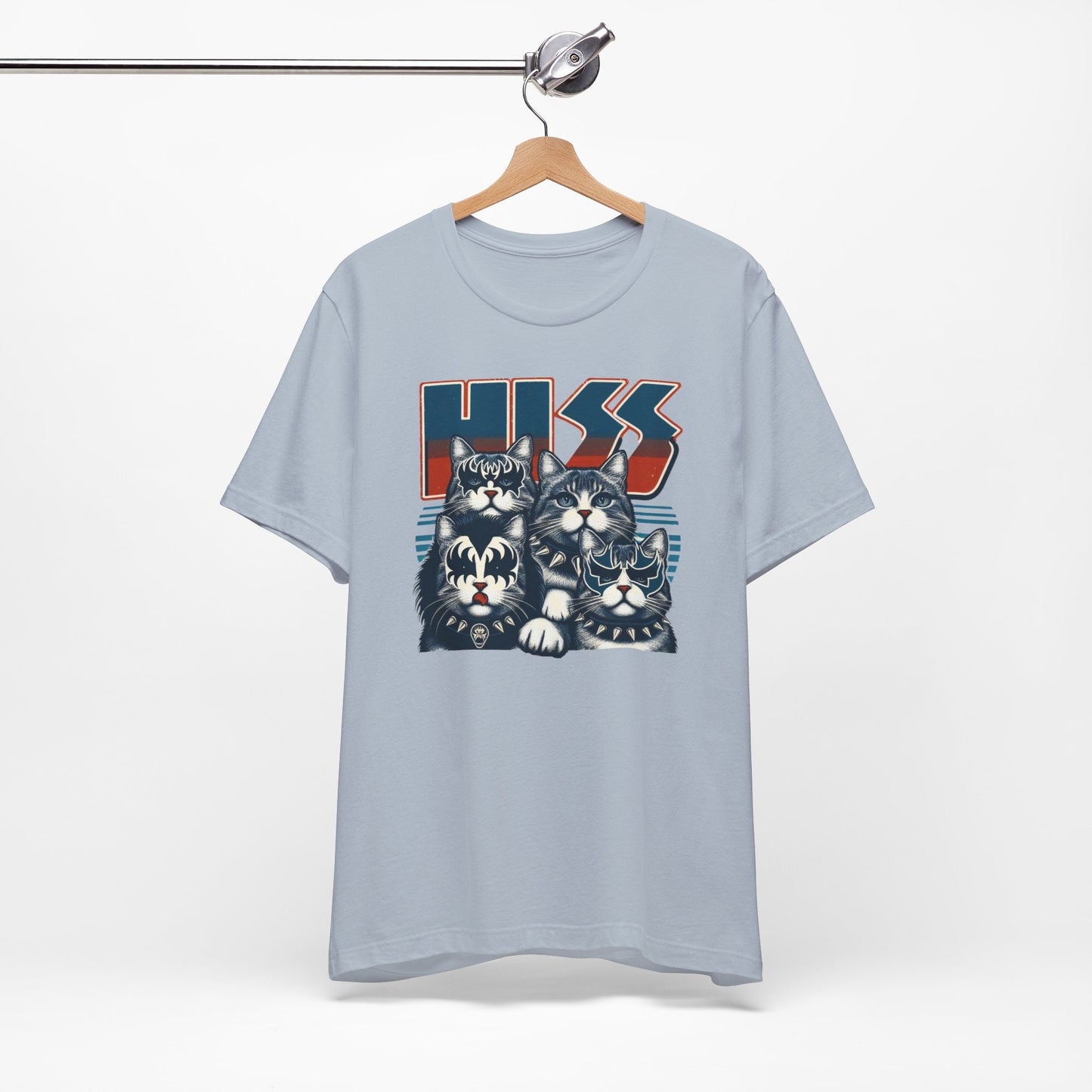 Rocker Cats Hiss T-Shirt, Cute Rocker Kittens Shirt, Rockstars Funny Kiss Parody T-Shirt, Humour Cat Tee Shirt, Cat Lovers Gift T Shirt