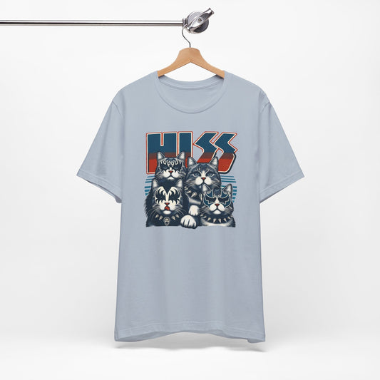 Rocker Cats Hiss T-Shirt, Cute Rocker Kittens Shirt, Rockstars Funny Kiss Parody T-Shirt, Humour Cat Tee Shirt, Cat Lovers Gift T Shirt