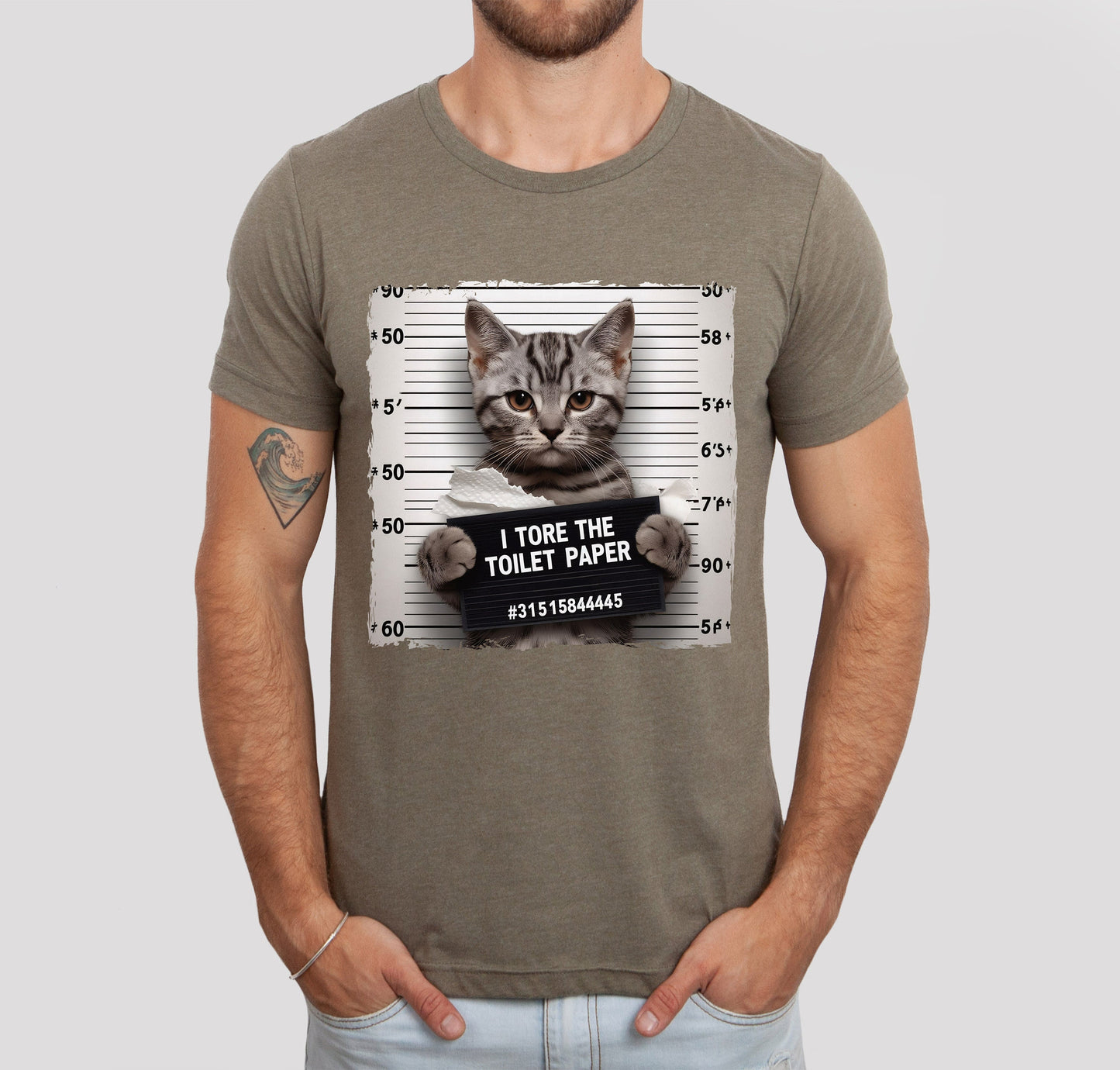 T-shirt Bad Kitty, T-shirt drôle de chat, T-shirt de chat coupable, T-shirt cadeau pour amoureux des chats, J'ai déchiré le papier toilette T-shirt Bad Kitty, T-shirt cadeau pour propriétaire de chat