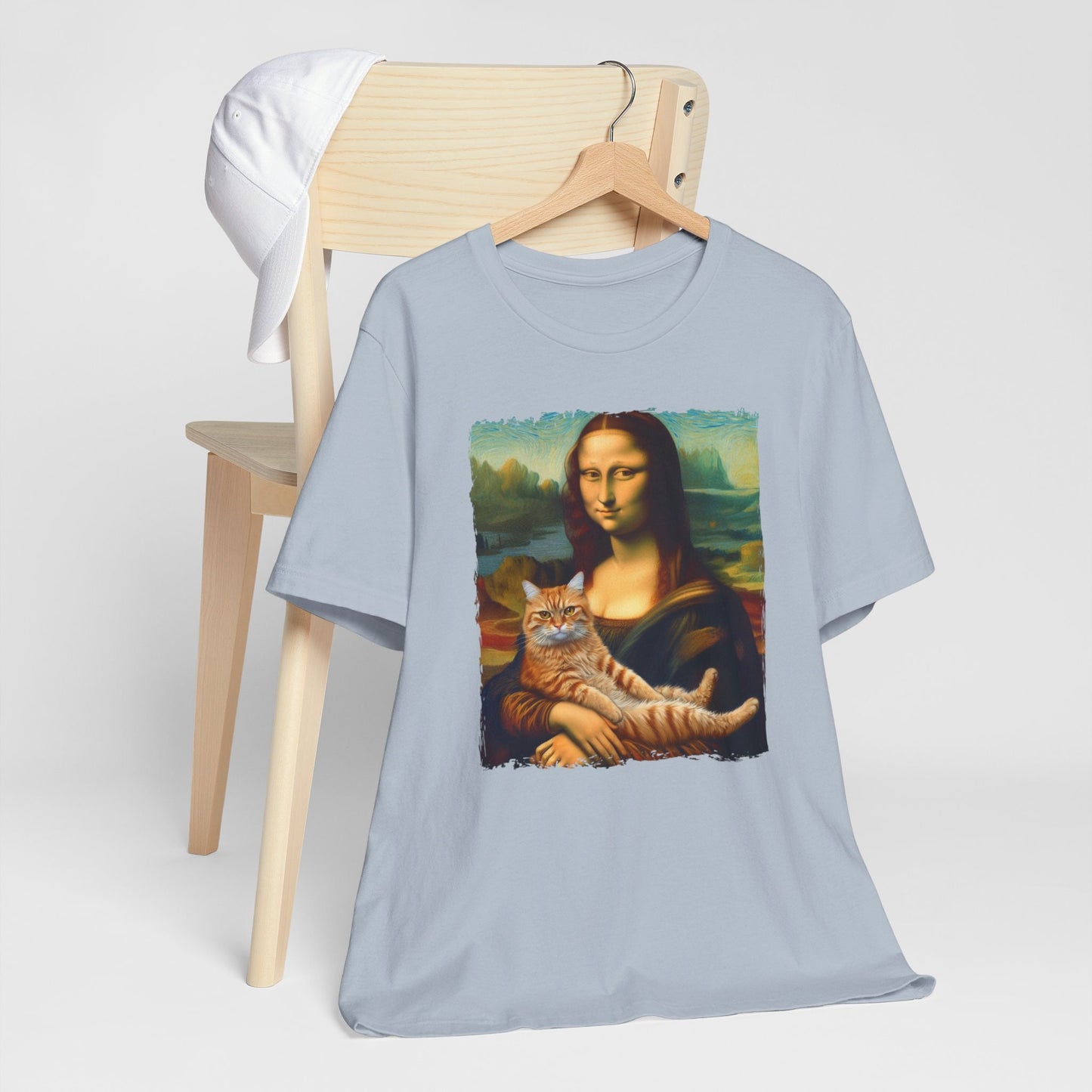 T-shirt Mona Lisa avec chat, T-shirt chat sur les mains de Lisa, T-shirt parodique Mona Lisa, T-shirt Da Vinci peignant avec chat, T-shirt cadeau pour professeur d'art