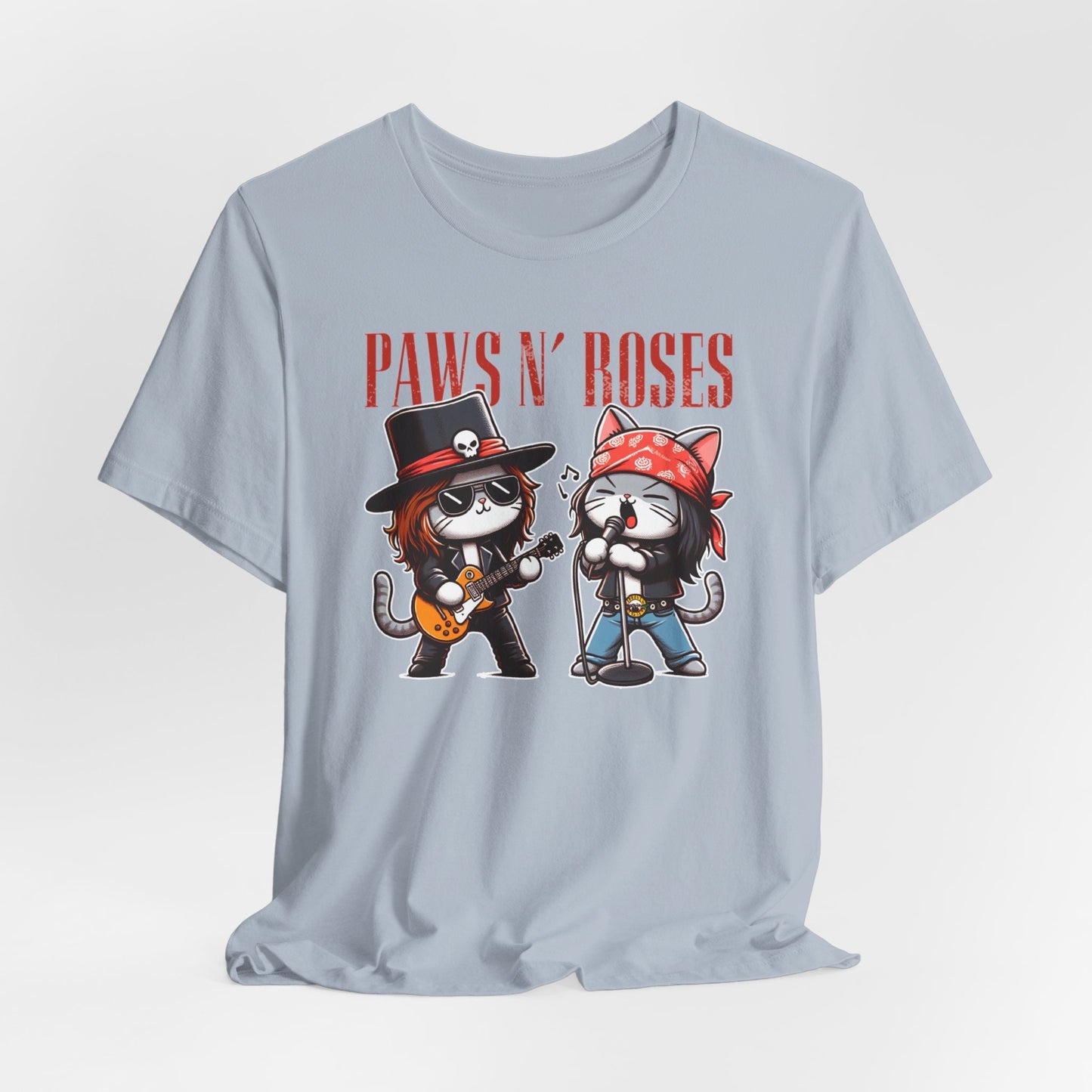 Paws and Roses Cats T-shirt, Paws Funny Cat T-shirt, Rocker Cats Tee, Cat Lover Gift Shirt, Funny Guns and Roses Parody Shirt