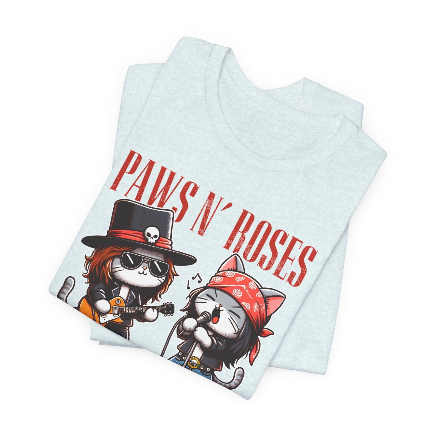 T-shirt Paws and Roses Cats, T-shirt drôle Paws Cat, T-shirt Rocker Cats, T-shirt cadeau pour amoureux des chats, T-shirt parodique drôle Guns and Roses