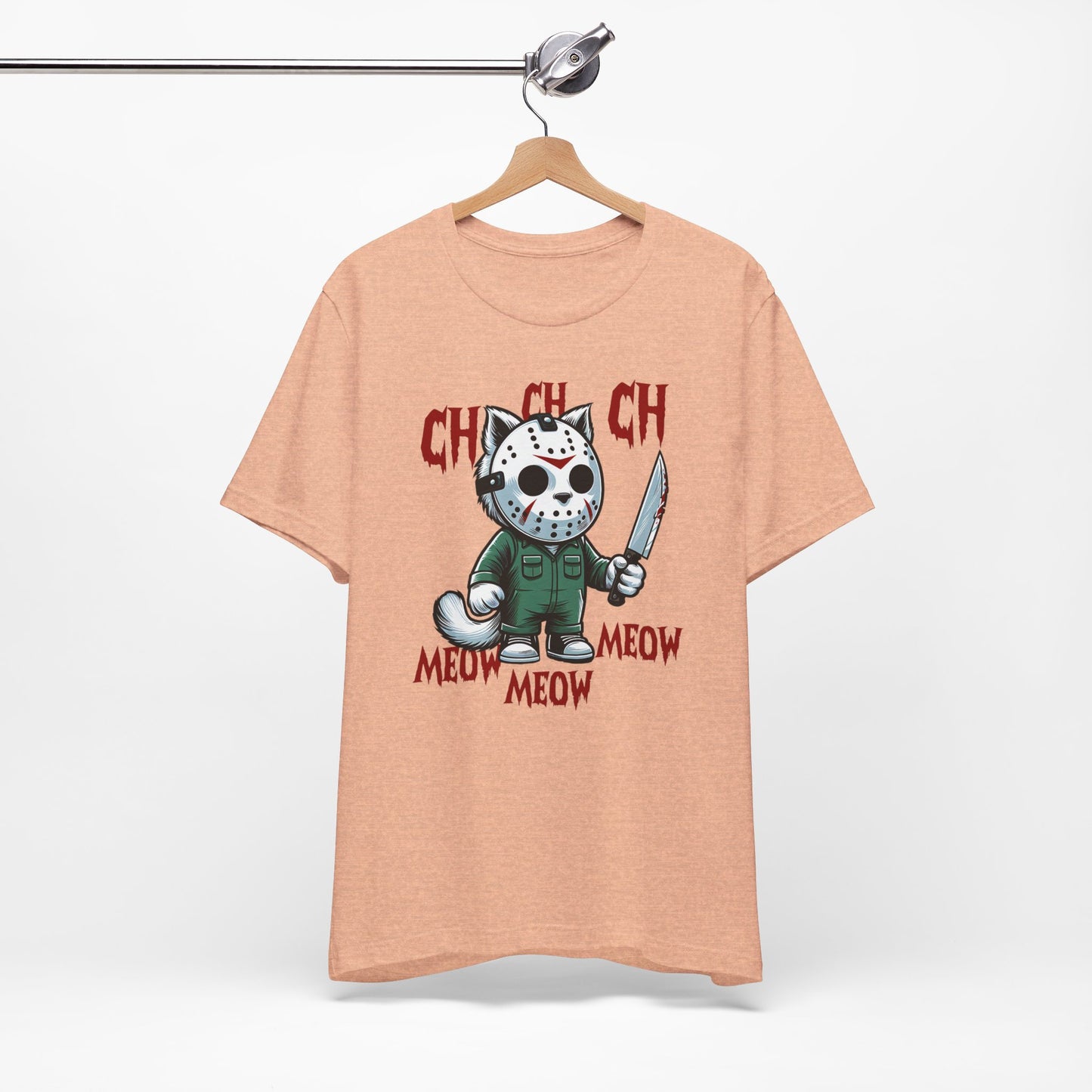 T-shirt chat effrayant, t-shirt drôle amoureux des chats, t-shirt parodique de film d'horreur, t-shirt cadeau amoureux des chats, t-shirt chat drôle, t-shirt chat parodique Halloween