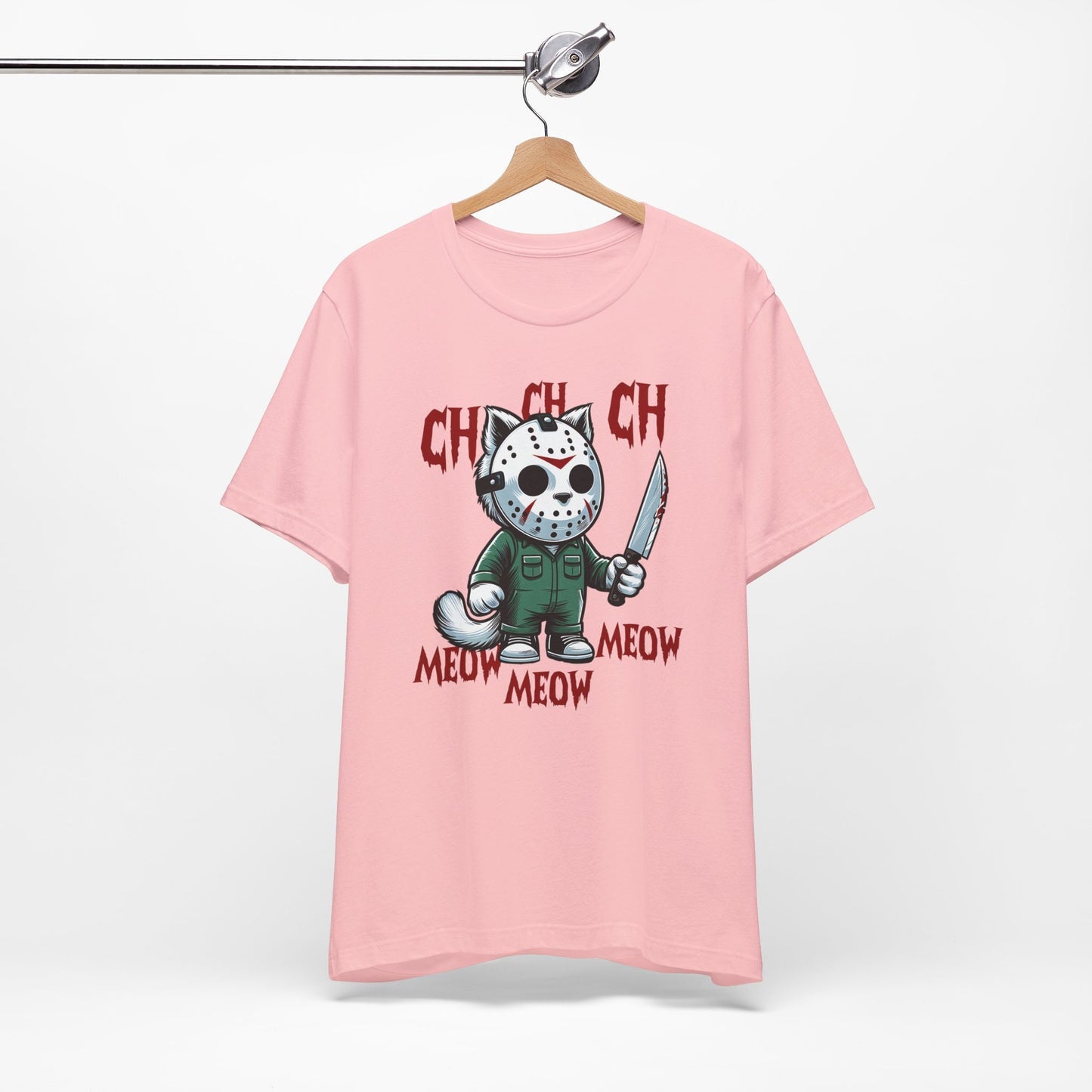 T-shirt chat effrayant, t-shirt drôle amoureux des chats, t-shirt parodique de film d'horreur, t-shirt cadeau amoureux des chats, t-shirt chat drôle, t-shirt chat parodique Halloween